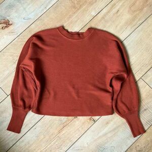 Women's Pink Rose Burnt Orange Crop Batwing Sweater (M)